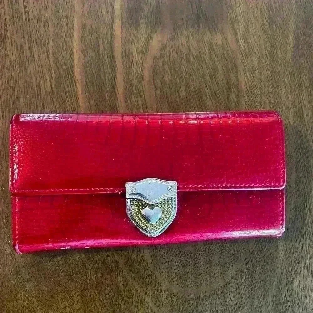Heart Leather Wallet For Travel Color Red